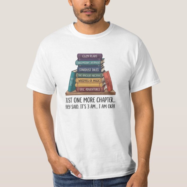 Cozy Book Stack Reading Quote T-Shirt (Front)