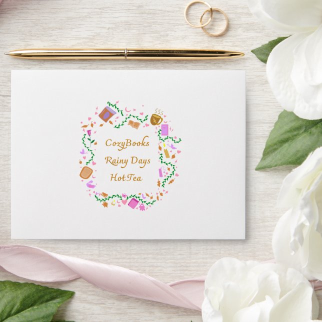 Cozy Books, Rainy Days, Hot Tea Envelope (Wedding)