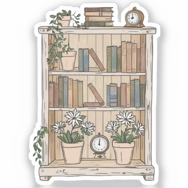 Cozy Bookshelf Bliss Sticker (Front)