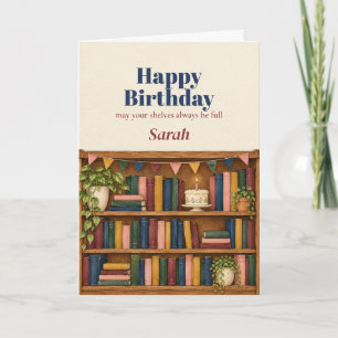 Cozy Bookshelf Book Lover Birthday Card for Her