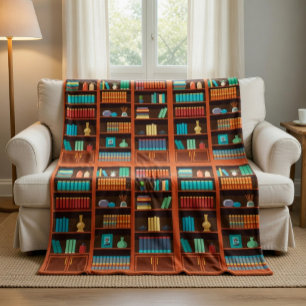 Cozy Bookshelves Throw Blanket 