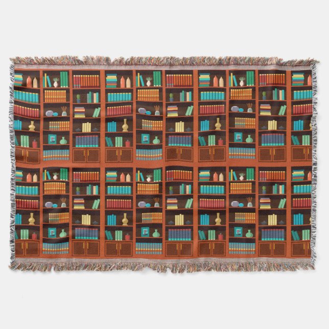 Cozy Bookshelves Throw Blanket  (Front)