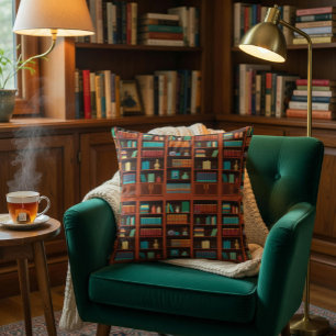 Cozy Bookshelves Throw Pillow