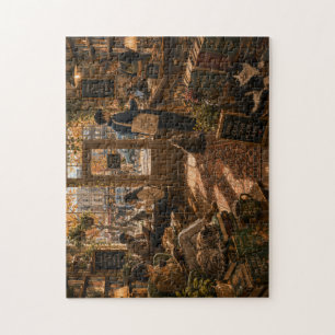Cozy Bookstore Cat Café Jigsaw Puzzle