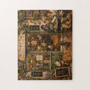 Cozy Bookstore Cats Watercolor Jigsaw Puzzle Boo
