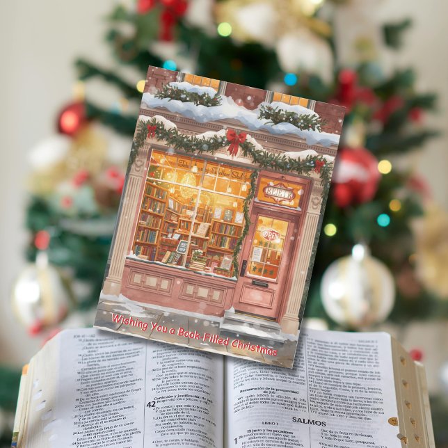 Cozy Bookstore Christmas Holiday Greeting Postcard (Creator Uploaded)