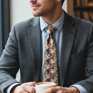 Cozy Botanical – Earthy Floral Neck Tie