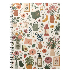 Cozy Botanical Garden & Cottagecore Aesthetic Patt Notebook