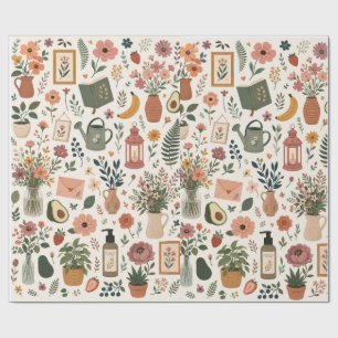 Cozy Botanical Garden & Cottagecore Aesthetic Patt Wrapping Paper
