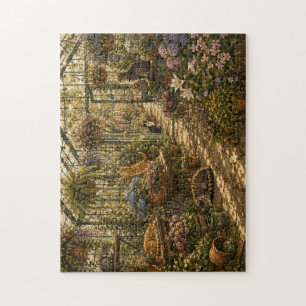 Cozy Botanical Greenhouse Cats Watercolor Jigsaw P Puzzle