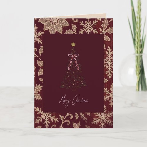 Cozy Botanical Watercolor Winter Foliage Christma Holiday Card