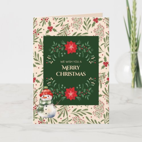 Cozy Botanical Watercolor Winter Foliage Christma Holiday Card