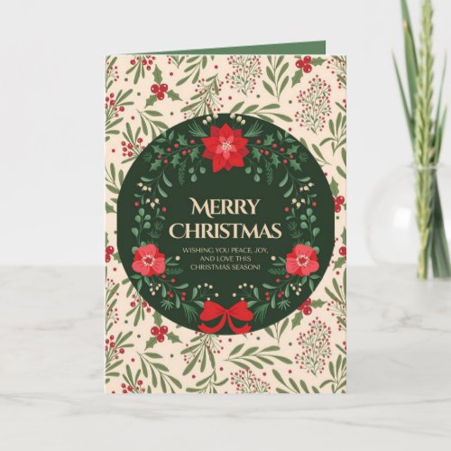 Cozy Botanical Watercolor Winter Foliage Christma Holiday Card