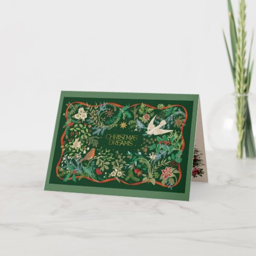 Cozy Botanical Watercolor Winter Foliage Christma Holiday Card