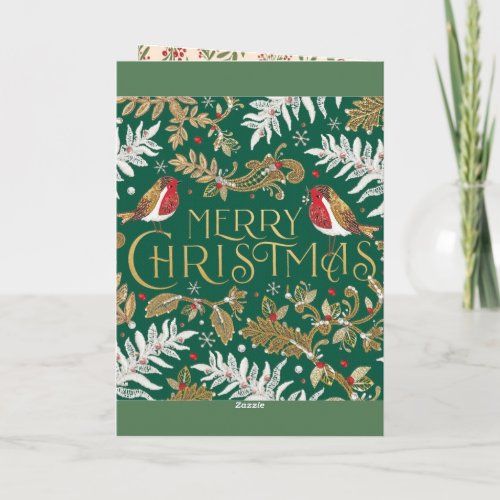 Cozy Botanical Watercolor Winter Foliage Christma Holiday Card