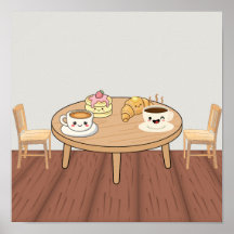 Cozy Breakfast Café Poster | Coffee, Pancakes & Cr