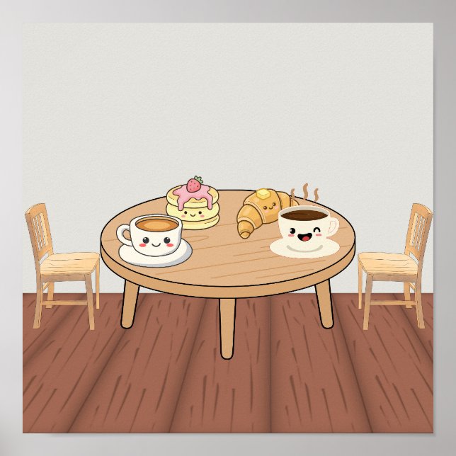 Cozy Breakfast Café Poster | Coffee, Pancakes & Cr (Front)