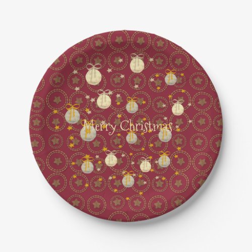 Cozy Bright Burgundy Red Merry Christmas Paper Plates
