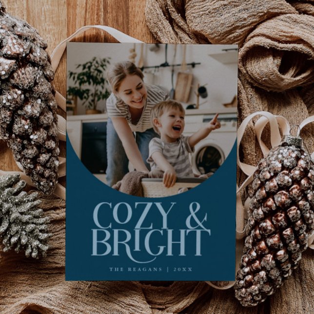 Cozy Bright Elegant Photo Teal Holiday Card (Creator Uploaded)