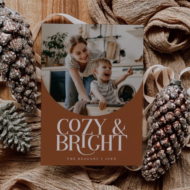 Cozy Bright Elegant Photo Terracotta Holiday Card (Creator Uploaded)