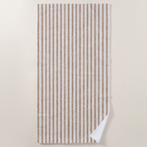 Cozy Brown Cream Stripes   Beach Towel