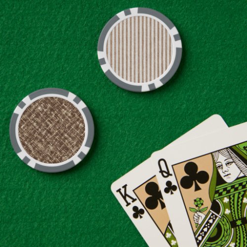 Cozy Brown Cream Stripes Poker Chips