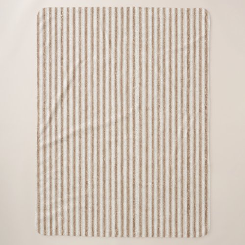 Cozy Brown Cream Stripes Sherpa Blanket