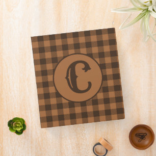 Cozy Brown Plaid Buffalo Print Pattern 3 Ring Binder