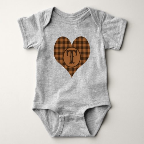 Cozy Brown Plaid Buffalo Print Pattern Baby Bodysuit