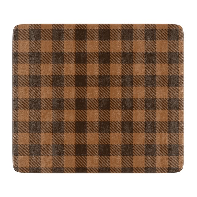 Cozy Brown Plaid Buffalo Print Pattern Cutting Board (Front)