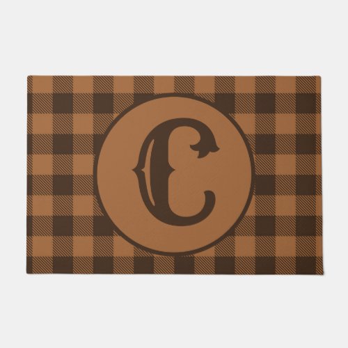 Cozy Brown Plaid Buffalo Print Pattern Doormat