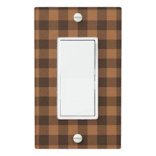 Cozy Brown Plaid Buffalo Print Pattern Light Switch Cover