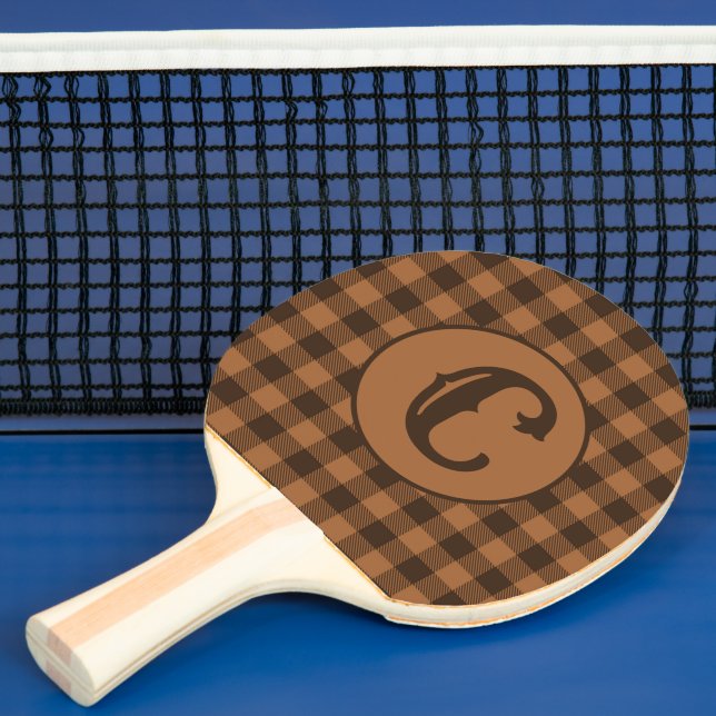 Cozy Brown Plaid Buffalo Print Pattern Ping Pong Paddle (Insitu)
