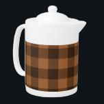 Cozy Brown Plaid Buffalo Print Pattern Teapot<br><div class="desc">This cozy brown buffalo print pattern is sure to please anyone looking to spruce up their cottage decor or just looking to add a cozy feel to their home. This classic repeating pattern also makes the perfect gift for anyone into the cozy vibe. Don't forget to check out the collection...</div>