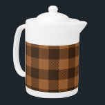 Cozy Brown Plaid Buffalo Print Pattern Teapot<br><div class="desc">This cozy brown buffalo print pattern is sure to please anyone looking to spruce up their cottage decor or just looking to add a cozy feel to their home. This classic repeating pattern also makes the perfect gift for anyone into the cozy vibe. Don't forget to check out the collection...</div>