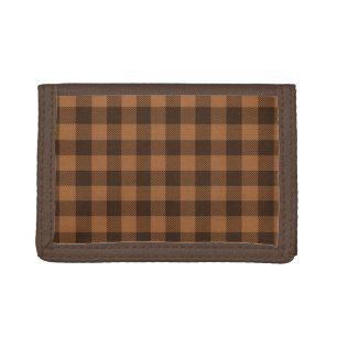 Cozy Brown Plaid Buffalo Print Pattern Tri-fold Wallet
