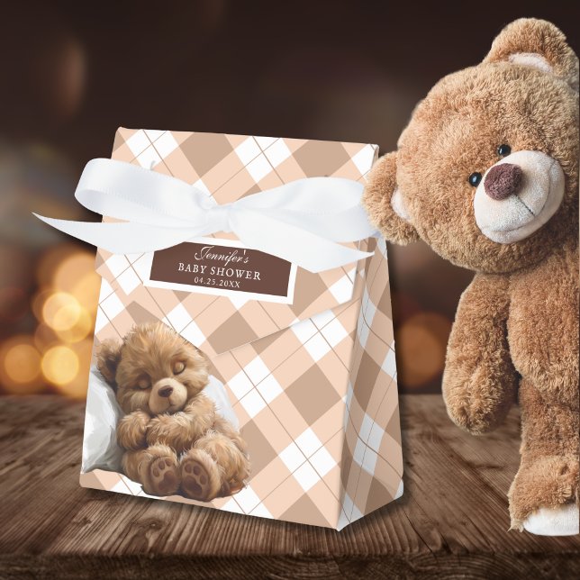 Cozy Brown Teddy Bear Baby Shower Favor Boxes (Creator Uploaded)