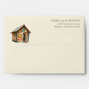 Cozy Brown Watercolor Cabin Illustration Envelope
