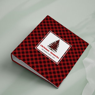 Cozy Buffalo Plaid Christmas Memory Album Name 3 Ring Binder