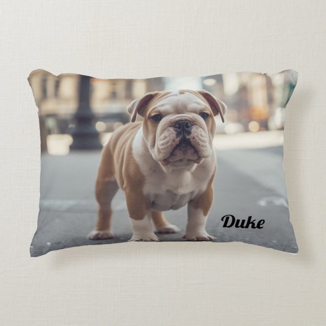 Cozy Bulldog Personalized Accent Pillow (Front)