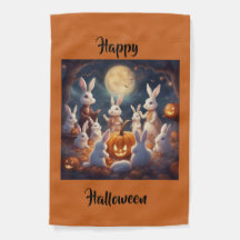 Cozy Bunnies Halloween Forest Yard Flag