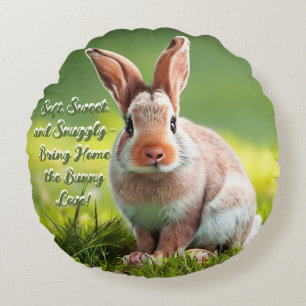 Cozy Bunny Bliss – White & Brown Rabbit Cushion