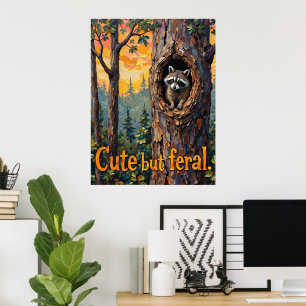 Cozy but Wild: Raccoon's Close-Up Poster