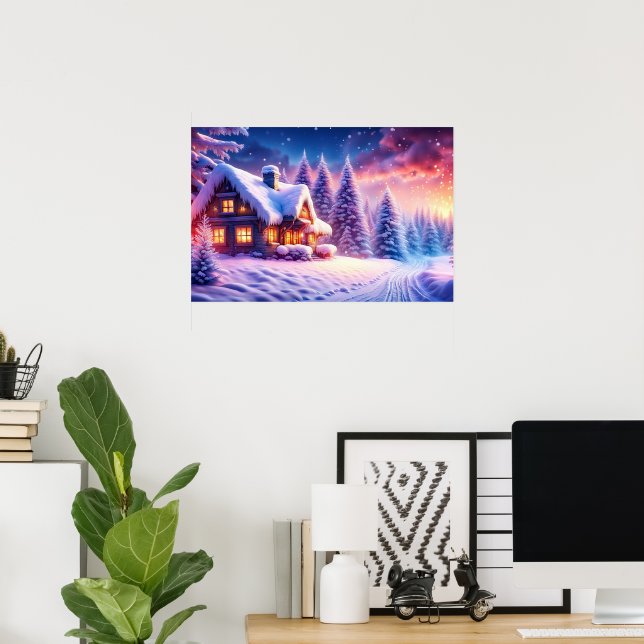 Cozy Cabin At Winter Wonderland Poster (Home Office)