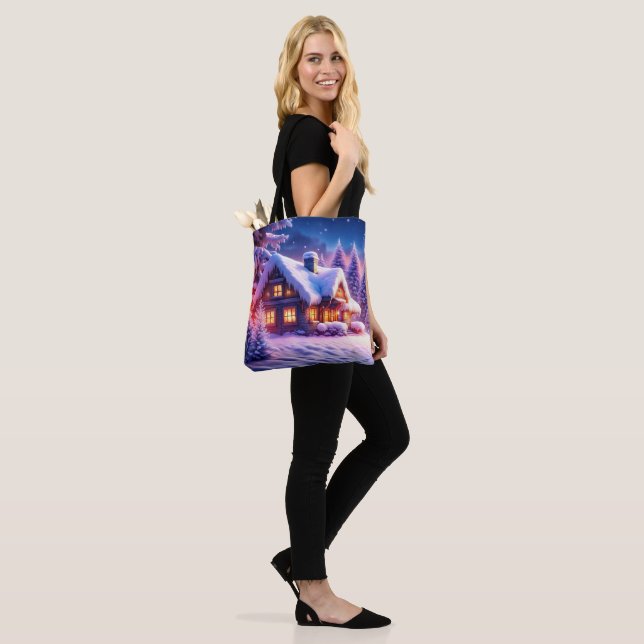Cozy Cabin At Winter Wonderland Tote Bag (On Model)