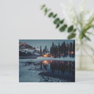 Cozy Cabin by Lake Winter Mountain Photography Postcard