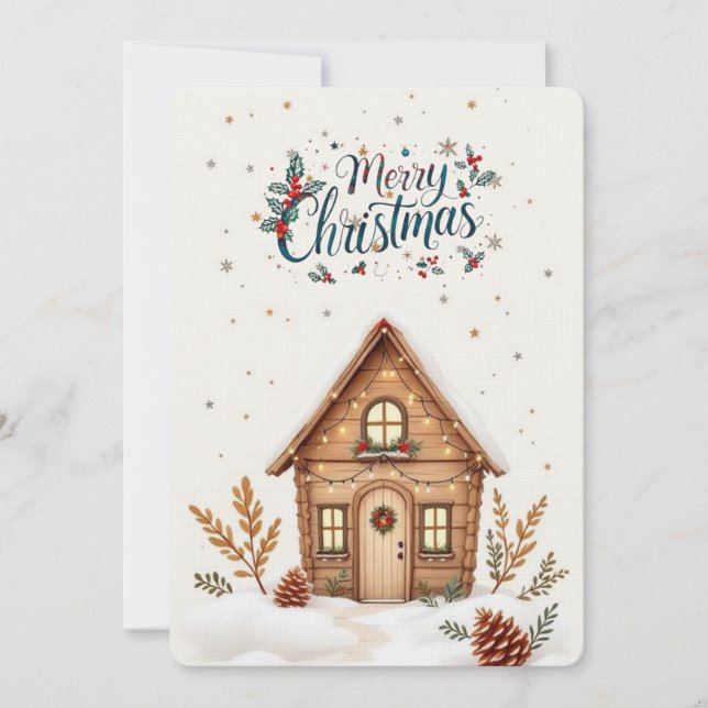 Cozy Cabin Christmas Card | Rustic Holiday  (Front)