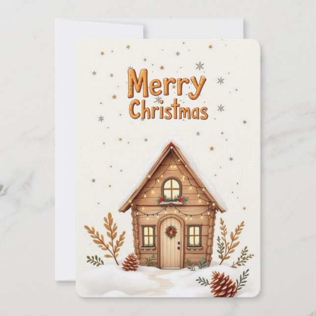 Cozy Cabin Christmas Card | Rustic Holiday  (Front)