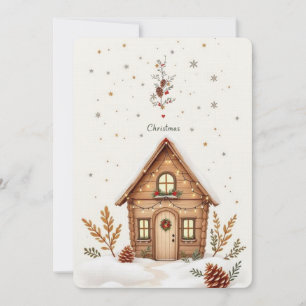 Cozy Cabin Christmas Card   Rustic Holiday