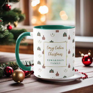 Cozy Cabin Christmas family name Christmas Mug